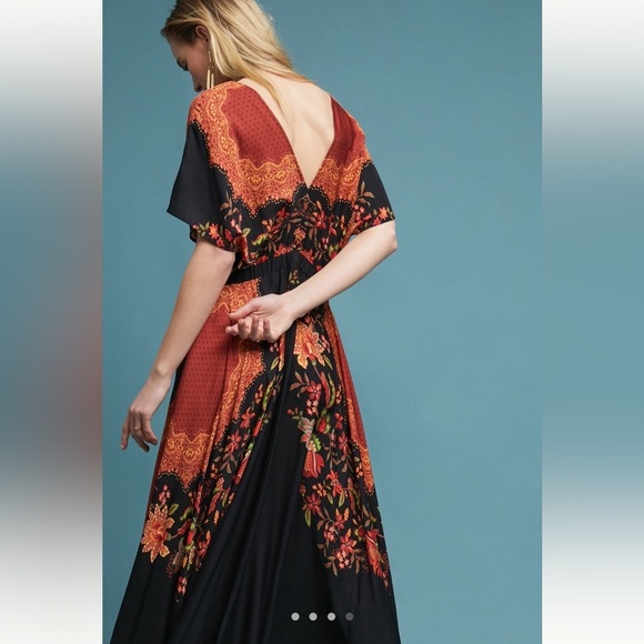 Anthropologie Farm Rio Marlow Floral Scroll Tropical Maxi Flowy Dress XS NWT - Picture 2 of 7